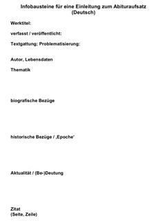 Arbeitsblatt: Infobausteine Einleitung literarischer Aufsatz im Deutschabitur (Klick = Öffnen des PDF-Files)