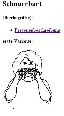 Screenshot Gebärdenlexikon Personenbeschreibung 'Schnurrbart'