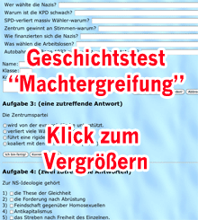 Kleines Vorschaubild: Screenshot zum Geschichtstest 'Machtergreifung'
