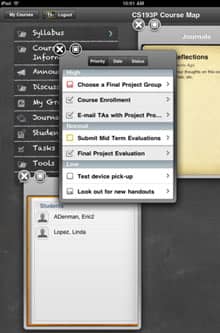 Screenshot der Blackboard-Mobile-Learning-App für das iPad (Ausschnitt)