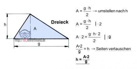 Dreiecksformel umstellen