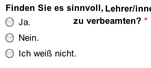Ausschnitt aus der Umfrage 'Sollen Lehrer Beamte sein?'