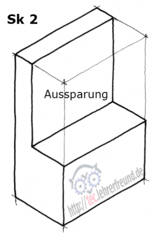 Quader, Skizze 2: mit Aussparung