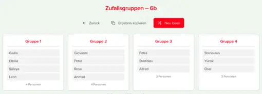 Zufällige Gruppen auslosen