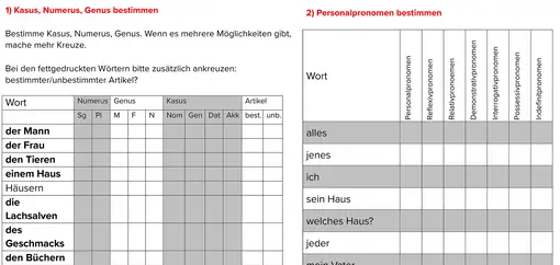 Ausschnitt: Übungen zu Wortarten, Rechtschreibung, Grammatik
