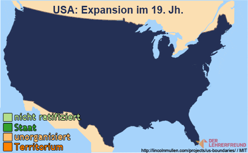 Animierte Karte: USA - Expansion im 19. Jahrhundert