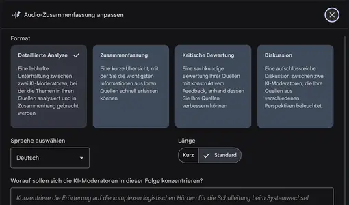 Audiozusammenfassung in NotebookLM erstellen