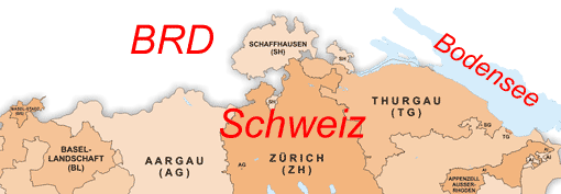 Karte. Grenzgebiet Schweiz - Deutschland