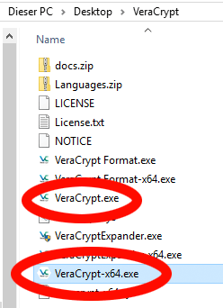 VeraCrypt starten