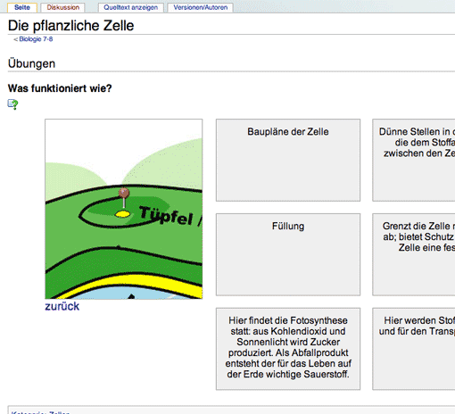 Schulbuch-O-Mat: ZUM-Wiki, Übung zur pflanzlichen Zelle