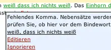 Ausschnitt: Screenshot vom Duden-Korrektor online