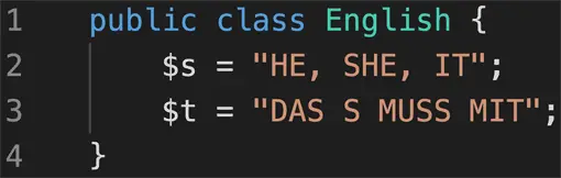 Programmiersprache und Englischunterricht vermischt