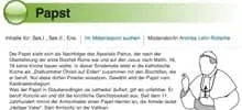 Screenshot Unterrichtsmaterialpool 'Papst' bei rpi-virtuell