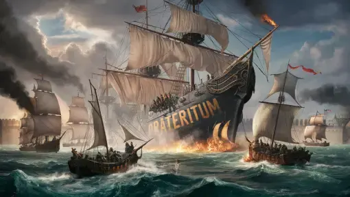 Piratenschiff mit der Aufschrift »Präteritum«