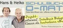 Montage: Schulbuch-O-Mat-Projektgründer-Profil, Logo des Projekts