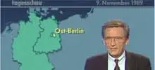 Bildschirmfoto der tagesschau vom 9. November 1989 mit Jo Brauner, kleiner Ausschnitt