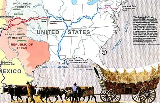 USA-Karte: Route nach Santa Fe