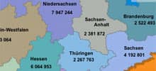 Ausschnitt: Bundesländer + Einwohnerzahlen der BRD, von Stepmap.de