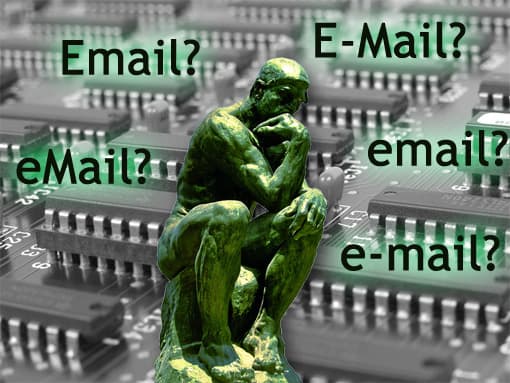 Denker denkt über Schreibweise von E-Mail nach