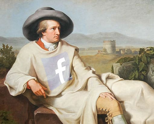 Goethe mit Facebook-Logo
