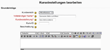 Screenshot: Backend der Lehr-Lernplattform Moodle