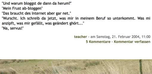 Screenshot: niemehrschule, erster Beitrag (Ende)