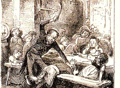 Prügelstrafe an einer Schule, 1842