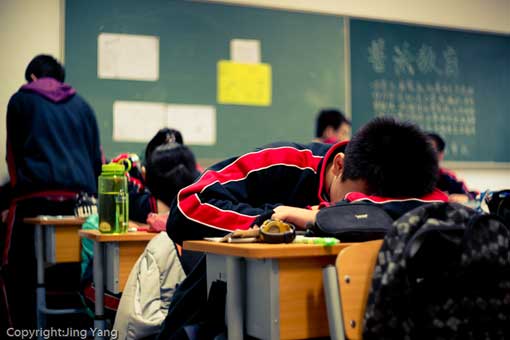 Schüler beim Lernen eingeschlafen