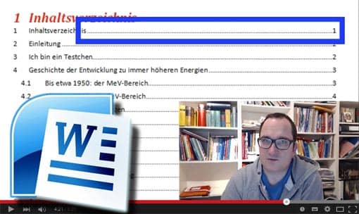 Ausschnitt: Word-Tutorial zum Thema 'Inhaltsverzeichnis'