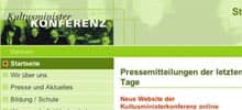 Screenshot, Ausschnitt: Neuer Webauftritt der Kultusministerkonferenz unter kmk.org, Stand 2009