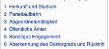 Screenshot: Inhalt des Wikipedia-Artikels zu Annette Schavan