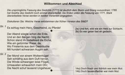 Goethe Willkommen Und Abschied Arbeitsblatt Zur Vertiefung Des Sturm Und Drang Lehrerfreund