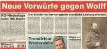 Zeitungsausschnitt 'Wolff'