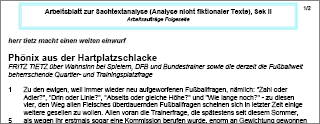 Vorschau Arbeitsblatt Sachtextanalyse Hartplatzschlacke (taz)