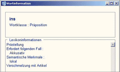 Satzanalyse - Wortinformationen