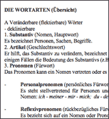 Vorschau Arbeitsblatt Wortartenübersicht