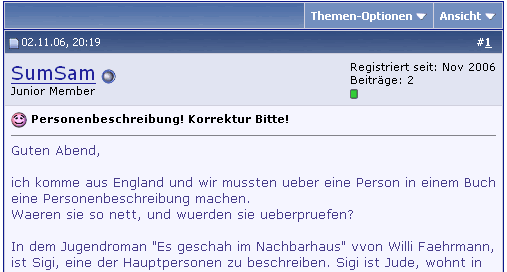 etwas groeßerer Screenshot des Forumsbeitrag, in dem eine Personenbeschreibung korrigiert wird