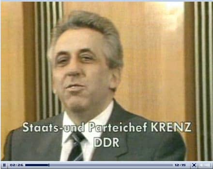 Bildschirmfoto der tagesschau vom 9. November 1989 - Egon Krenz äußert sich zum Thema 'freie Wahlen in der DDR'