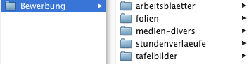 Screenshot: Aufteilung der Unterrichtsmaterialien nach Unterrichtsmaterialtypen