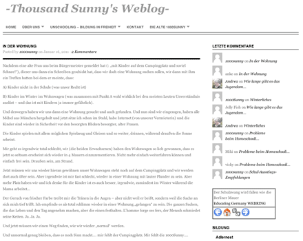 Screenshot: Blog 1000sunny, Januar 2011