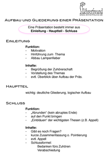 Aufbau Und Gliederung Einer Prasentation Folie Unterrichtsentwurf Lehrerfreund