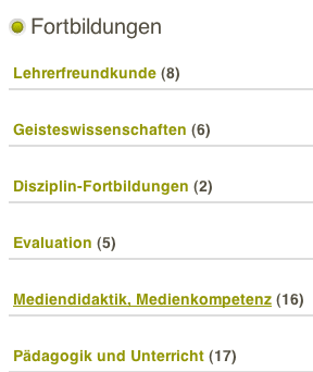 Fortbildung - geordnet nach Kategorien (Fächern)