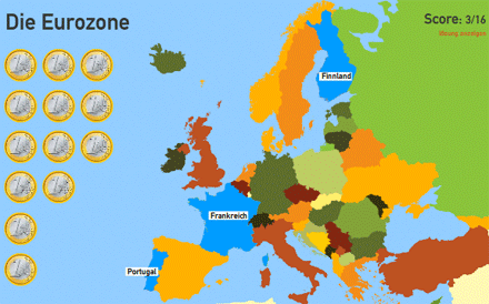 Screenshot des Eurozonen-Quiz' von Toporopa (Ausschnitt)