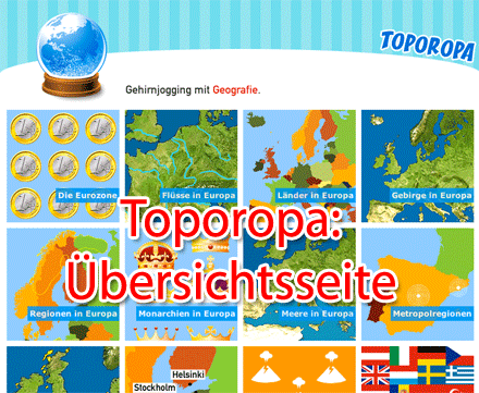 Screenshot der Übersichtsseite von Toporopa (Ausschnitt)