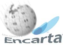 Wikipedia-Logo zermalmt Encarta-Logo
