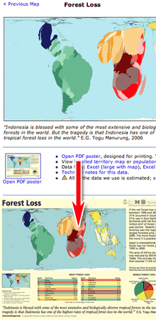 Worldmapper: Screenshot + PDF-Format einer Karte