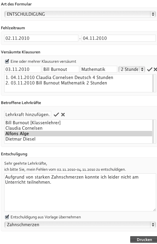 Man wie entschuldigung für kann schule schreiben die Entschuldigung für