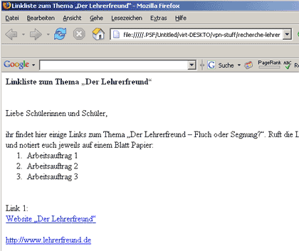 Erstellte Datei als Webseite betrachten