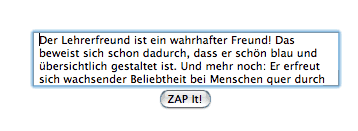 zapreader: Eingabemaske (screenshot)
