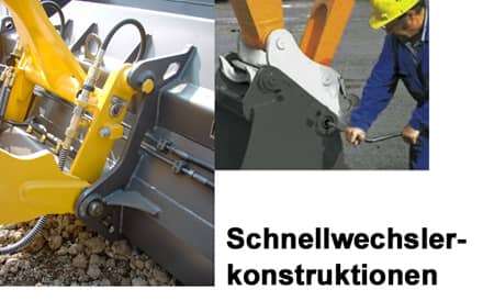 Mechanischer und hydraulischer Schnellwechsler. Sie erlauben mobilen Maschinen, Arbeitssysteme an die Kraftmaschine ohne Zeitverlust anzudocken.